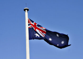 Australian flag in the wind