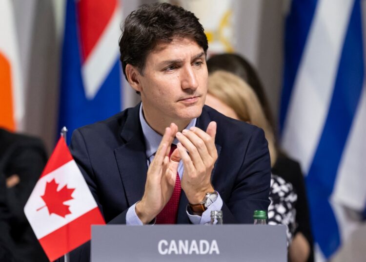 Canada's Prime Minister Justin Trudeau attends the plenary session of the Summit on peace in Ukraine, at the luxury Burgenstock resort, near Lucerne, on June 15, 2024. - World leaders from countries around the world gather in Switzerland this weekend to try to work out a way towards a peace process for Ukraine -- albeit without Russia. (Photo by URS FLUEELER / POOL / AFP)
