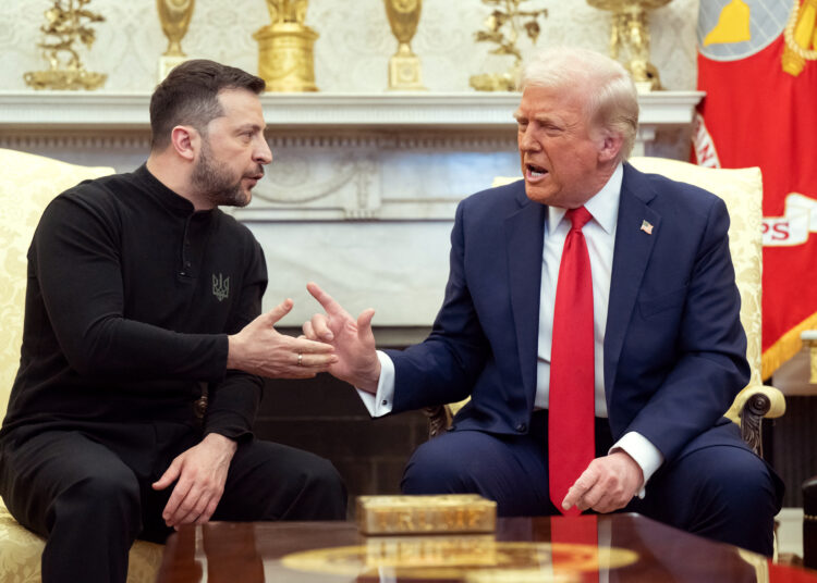 US President Donald Trump and Ukraine's President Volodymyr Zelensky meet in the Oval Office of the White House in Washington, DC, February 28, 2025. Zelensky and Trump openly clashed in the White House on February 28 at a meeting where they were due to sign a deal on sharing Ukraine's mineral riches and discuss a peace deal with Russia. "You're not acting at all thankful. It's not a nice thing," Trump said. "Its going to be very hard to do business like this," he added. (Photo by SAUL LOEB / AFP)
